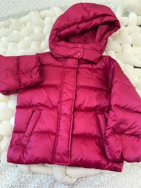 Polo by Ralph Lauren Girls' Puffer Jacket - Fuchsia Pink with Removable Hood